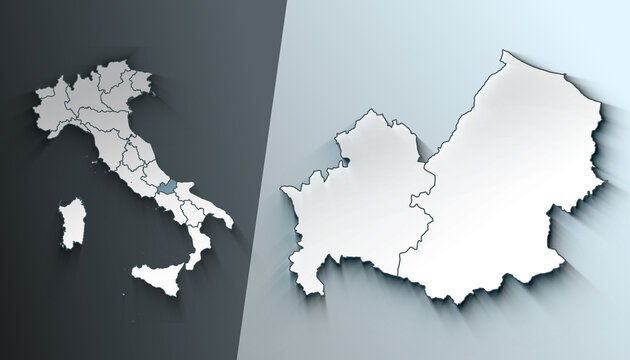 Minimalist 3D Map of Molise Italy Region with District Borders