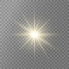 Lens Flare, light glow effect. sun or realistic shining star with backlight effect. bokeh glitter and sparkles or sparkles on transparent background.
