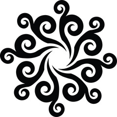 Ornamental Floral Design A classic black and white floral design element featuring elegant, curved leaves and intricate detailing. Perfect for use in decorative borders, logos