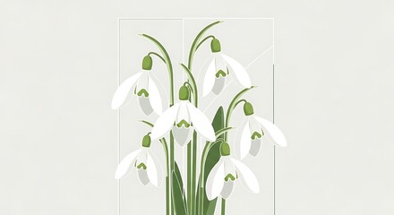 Delicate Snowdrop Bouquet Illustration.