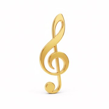 A golden treble clef isolated on a white