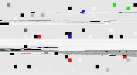 Abstract background with pixelated squares and horizontal lines in various colors