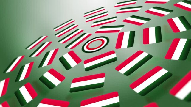 Hungary Flags in Spinning Rings, National Pride Concept