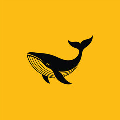 Naklejka premium Majestic Whale Silhouette Ocean's Gentle Giants in Minimalist Design