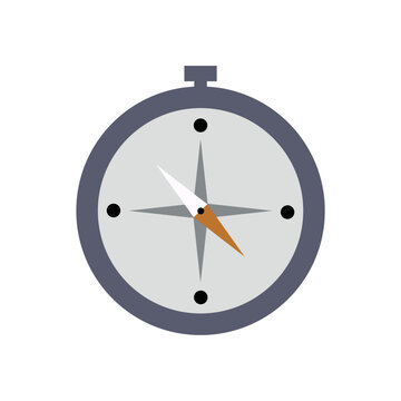 Minimalist graphic illustration of a classic compass, symbolizing precise direction, journey, and the pursuit of new horizons. Ideal for designs related to navigation, exploration, and finding the way