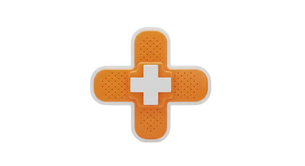 Fototapeta premium Illustration of bandage strips arranged in a cross shape on a plain background. Simple graphic.