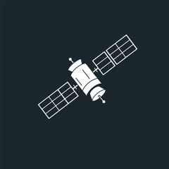 A detailed illustration of a satellite with solar panels, designed for space exploration and communication.