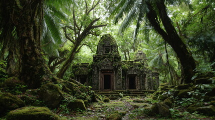 Abandoned temple complex of an extinct culture in the jungle like the Majas
