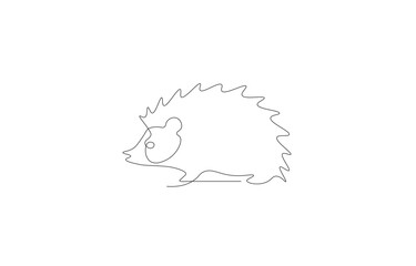Minimalist Hedgehog One Line Drawing – Continuous Line Art Fall Animal Vector Illustration