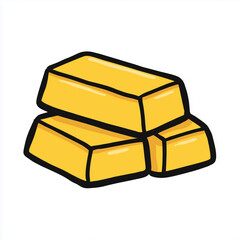 Cartoon gold bars stack illustration isolated on white background