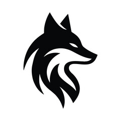 Fototapeta premium Sleek black stylized fox head logo, a modern and minimalist wild animal vector icon on a white background.