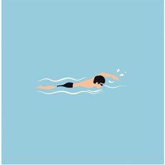 Illustration of a person swimming in a pool, demonstrating the freestyle stroke.