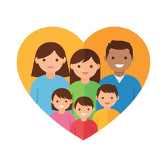 Obraz premium Happy family portrait inside a heart shape, showing love and togetherness