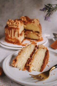 Homemade Cokkie butter cake with buttercream frosting