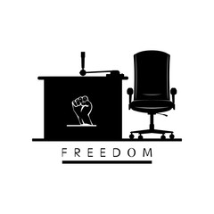 Studio for the proclamation of freedom of speech. Vector illustration on a white background.