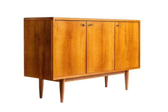 Warm honey-finished cabinet showing visible wood grain and sleek design, isolated on transparent background.
- Powered by Adobe