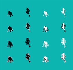 Fototapeta premium Collection of Runner Sport Silhouettes A set of vector person running, jogging, and sprinting. Perfect for sports graphics, fitness apps, and athletic apparel designs.
