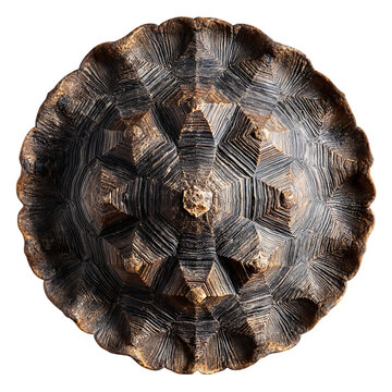 Detailed view of a turtles shell intricate pattern and texture showcased