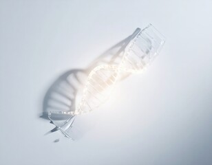 Overturned glass with shadow on white surface.