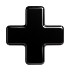 Fototapeta premium Shiny black 3D medical plus sign.