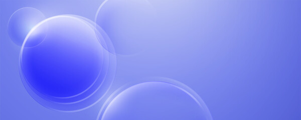 Abstract light blue glass background with glowing transparent circles and bubbles