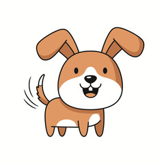 Happy Cartoon Dog Character Vector in Flat Style