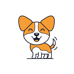 Happy Cartoon Dog Character Vector in Flat Style
