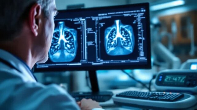 Medical Professional Analyzing X-Ray Images.