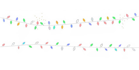 Colorful Christmas Lights PNG Overlay - Transparent Decorative Element for Holiday Photos and Designs