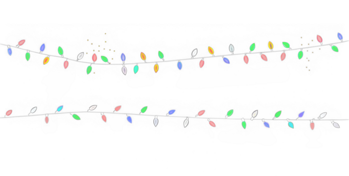 Colorful Christmas Lights PNG Overlay - Transparent Decorative Element for Holiday Photos and Designs