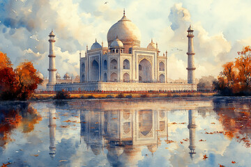 Obraz premium An Ode to Eternity: Painting the Taj Mahal
