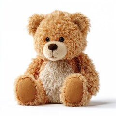 Obraz premium Fluffy sitting teddy bear on white background