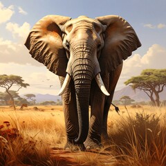 Majestic elephant in savanna
