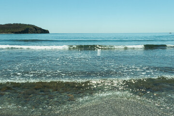 Dramatic Sea Cliffs and Clear Blue Ocean at Russky Island, Vladivostok, Russia