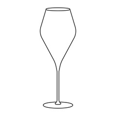 Elegant Wine Glass on High stem Outline Hand Drawn Goblet Sticker Icon Minimalistic Design element