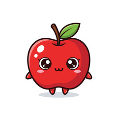 Cute Cartoon Apple Fruit Character Vector Illustration