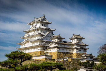 Himeji-jo (Himeji Castle), UNESCO World Heritage Site, National Treasure of Japan, with its castle tower and stone walls