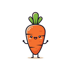 Funny Cartoon Carrot Character Vector in Flat Style