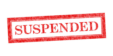 Vector red rubber stamp of Suspended isolated on white background.