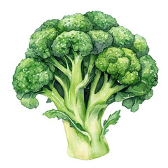 watercolor of Broccoli, vector, isolated on a white background.