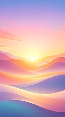 Pastel sunrise over rolling hills
