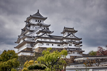 Himeji-jo (Himeji Castle), UNESCO World Heritage Site, National Treasure of Japan, with its castle tower and stone walls