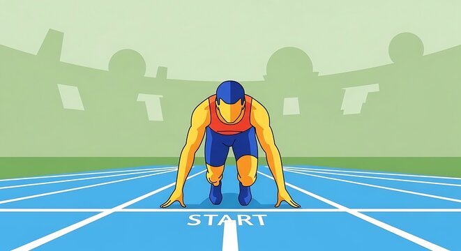 Runner at Start Line. (1) - Powered by Adobe
