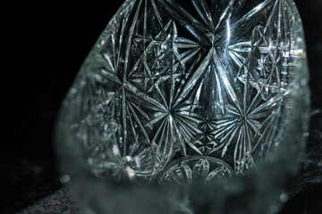 Crystal bowl made in Czechoslovakia in the 1960s. The bowl is set against a dark background....
