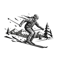 Winter sport illustration: People having fun skiing, snowboarding, and riding the ski lift on a snowy slope
