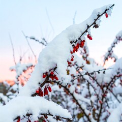 Red berries covered in snow