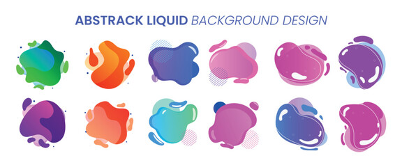 Set Colorful and abstract liquid vector illustration template with transparant background. Creative modern futuristic style banner design. Design illustration.
