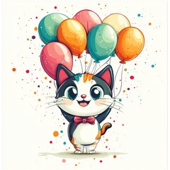 Funny cartoon party giraffe head isolated over white background. Colorful joyful greeting card for birthday or other festive events. Created with, Generative AI