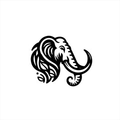 Stylized elephant head silhouette with ornate mane