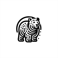 Stylized black line art bear icon on white background